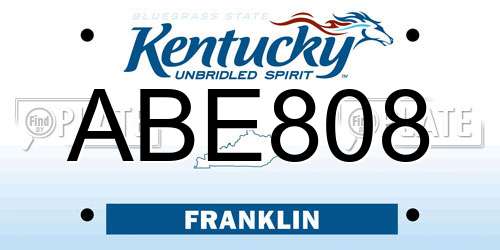 ABE808 Kentucky License Plate