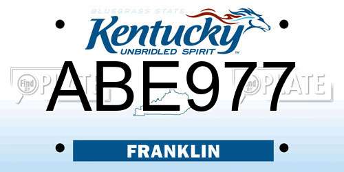 ABE977 Kentucky License Plate