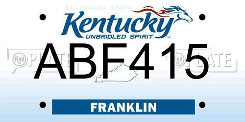 ABF415 Kentucky License Plate