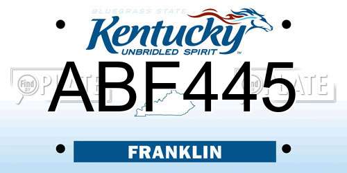 ABF445 Kentucky License Plate