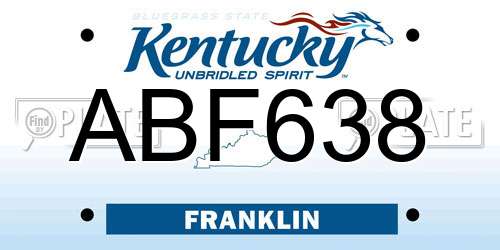 ABF638 Kentucky License Plate