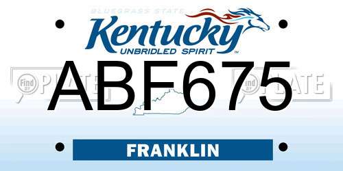 ABF675 Kentucky License Plate