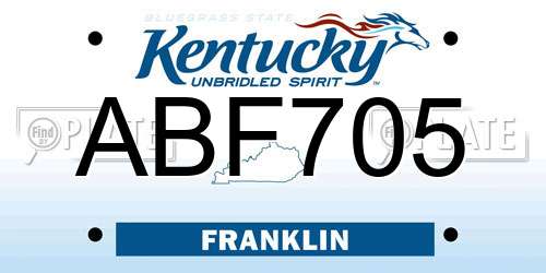 ABF705 Kentucky License Plate