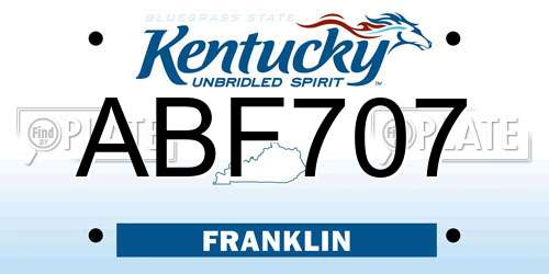 ABF707 Kentucky License Plate
