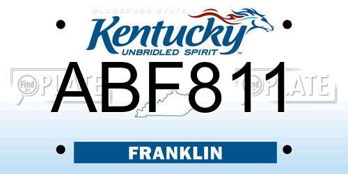 ABF811 Kentucky License Plate