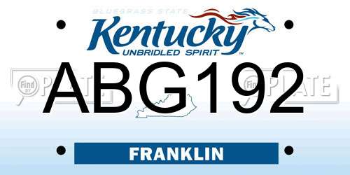 ABG192 Kentucky License Plate