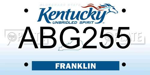 ABG255 Kentucky License Plate