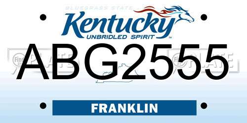 ABG2555 Kentucky License Plate