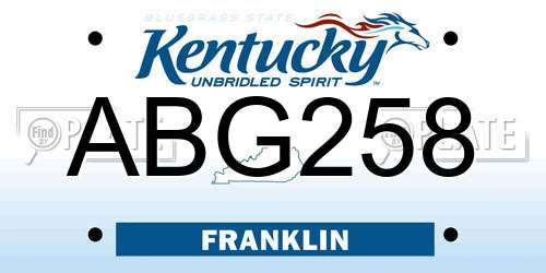 ABG258 Kentucky License Plate
