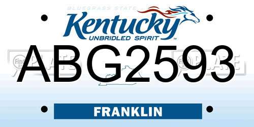 ABG2593 Kentucky License Plate