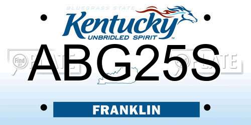 ABG25S Kentucky License Plate