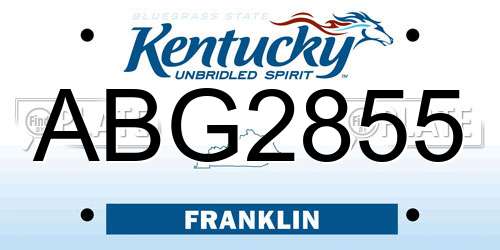 ABG2855 Kentucky License Plate