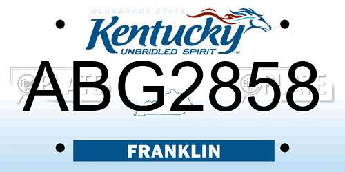 ABG2858 Kentucky License Plate