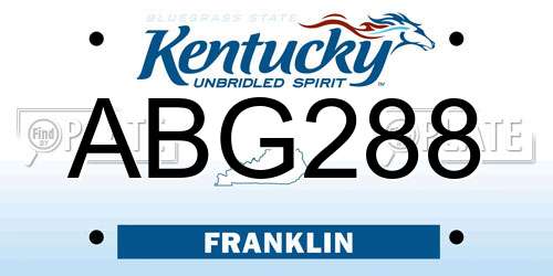 ABG288 Kentucky License Plate