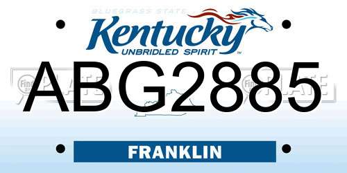 ABG2885 Kentucky License Plate
