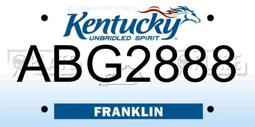 ABG2888 Kentucky License Plate