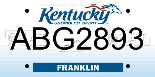 ABG2893 Kentucky License Plate
