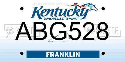 ABG528 Kentucky License Plate