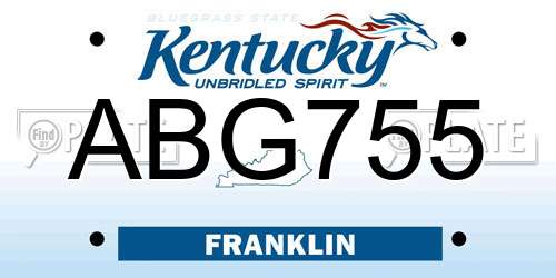 ABG755 Kentucky License Plate