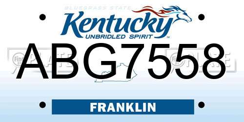 ABG7558 Kentucky License Plate