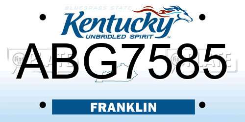 ABG7585 Kentucky License Plate