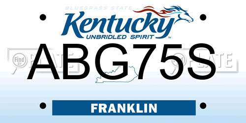 ABG75S Kentucky License Plate