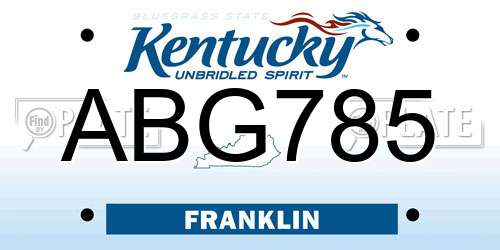 ABG785 Kentucky License Plate