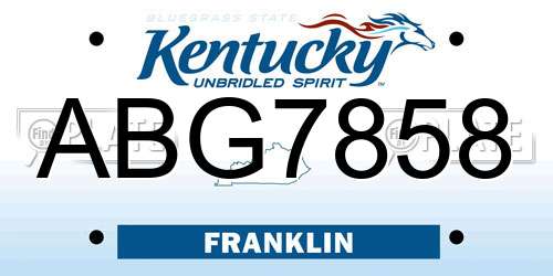 ABG7858 Kentucky License Plate