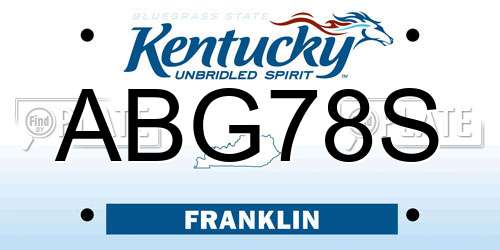 ABG78S Kentucky License Plate