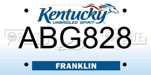 ABG828 Kentucky License Plate