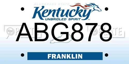 ABG878 Kentucky License Plate