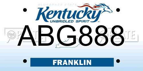 ABG888 Kentucky License Plate