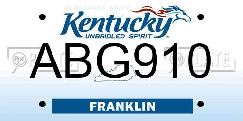 ABG910 Kentucky License Plate