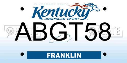 ABGT58 Kentucky License Plate