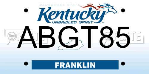 ABGT85 Kentucky License Plate