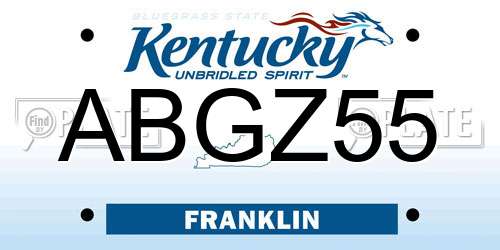 ABGZ55 Kentucky License Plate