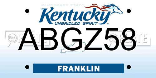 ABGZ58 Kentucky License Plate