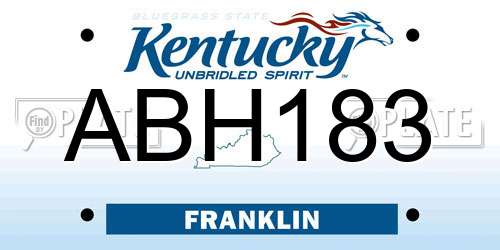 ABH183 Kentucky License Plate