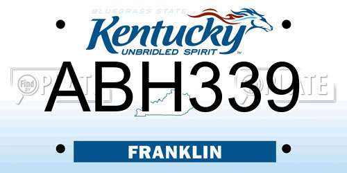 ABH339 Kentucky License Plate