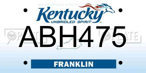 ABH475 Kentucky License Plate