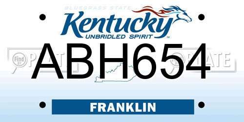 ABH654 Kentucky License Plate