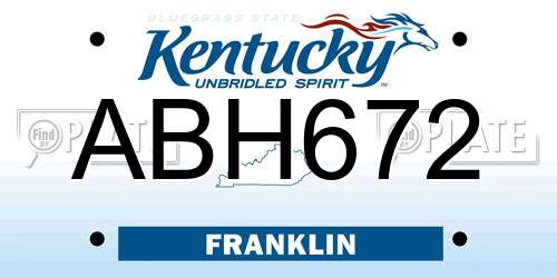 ABH672 Kentucky License Plate