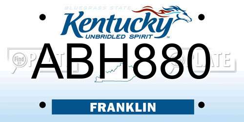 ABH880 Kentucky License Plate