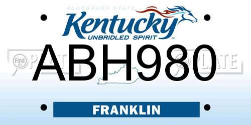 ABH980 Kentucky License Plate