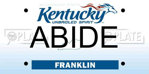 ABIDE Kentucky License Plate
