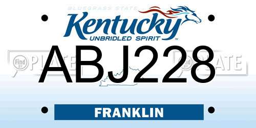 ABJ228 Kentucky License Plate