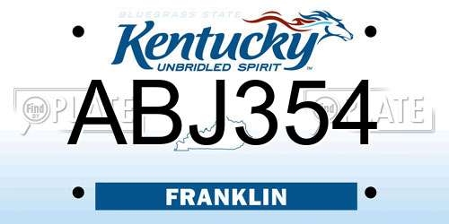 ABJ354 Kentucky License Plate
