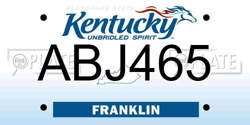 ABJ465 Kentucky License Plate