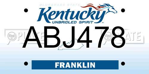 ABJ478 Kentucky License Plate
