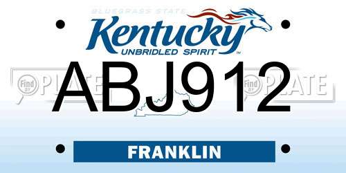 ABJ912 Kentucky License Plate